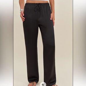 Reformation Black Silk Trousers